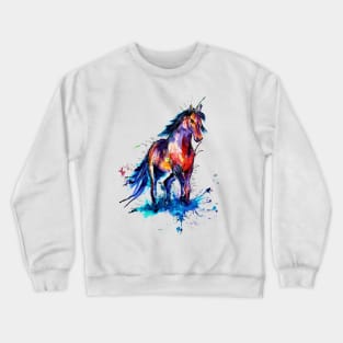 horse watercolor Crewneck Sweatshirt